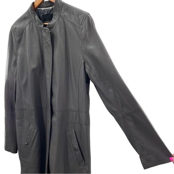 Banana Republic Soft Lamb Leather Longline Gray Sleek Leather Jacket Size XL - Picture 6 of 11